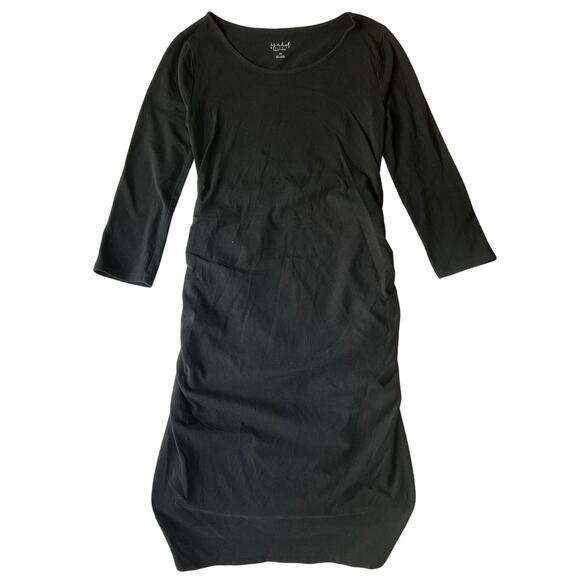 Isabel Maternity Women Midi Dress size XS Stretchy 3/4 Sleeve Solid Black - Picture 1 of 10